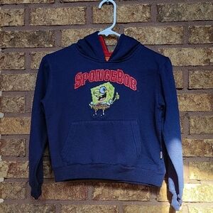 Nickelodeon SpongeBob Navy Hoodie Size 10/12 Polyester Cotton Blend Casual